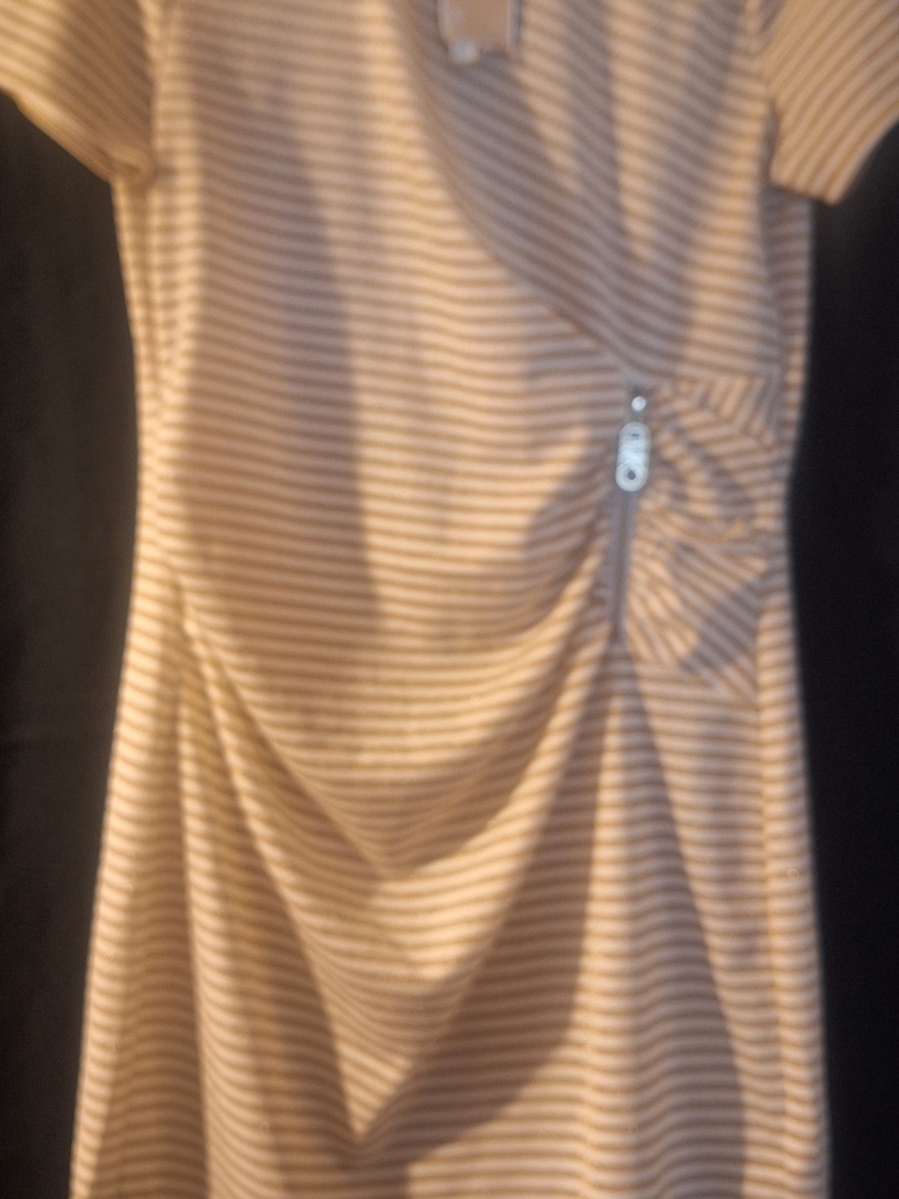 Michael Kors Metallic Gold and White Striped Short Sleeve Dress - Picture 4 of 6